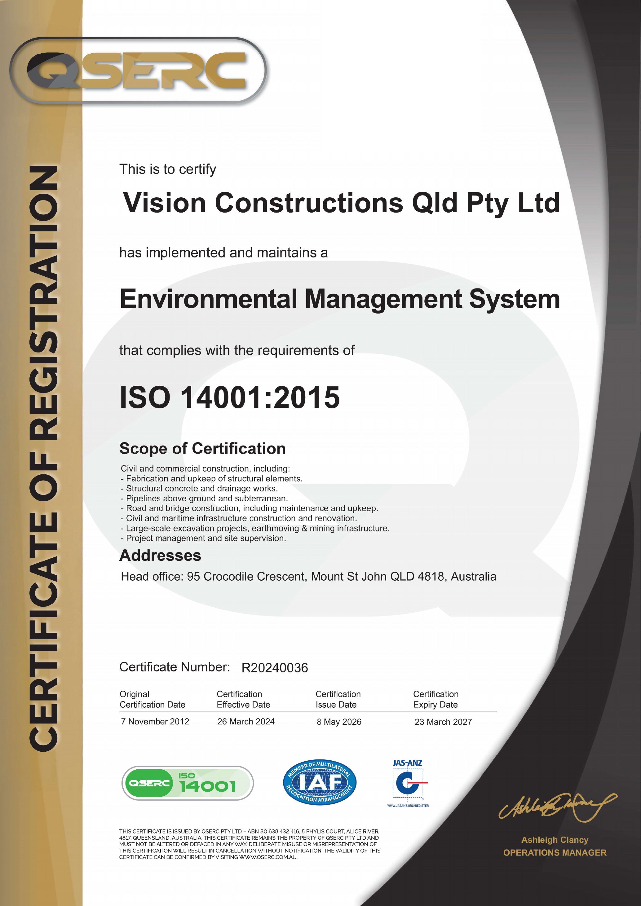 ISO 14001 Certificate preview