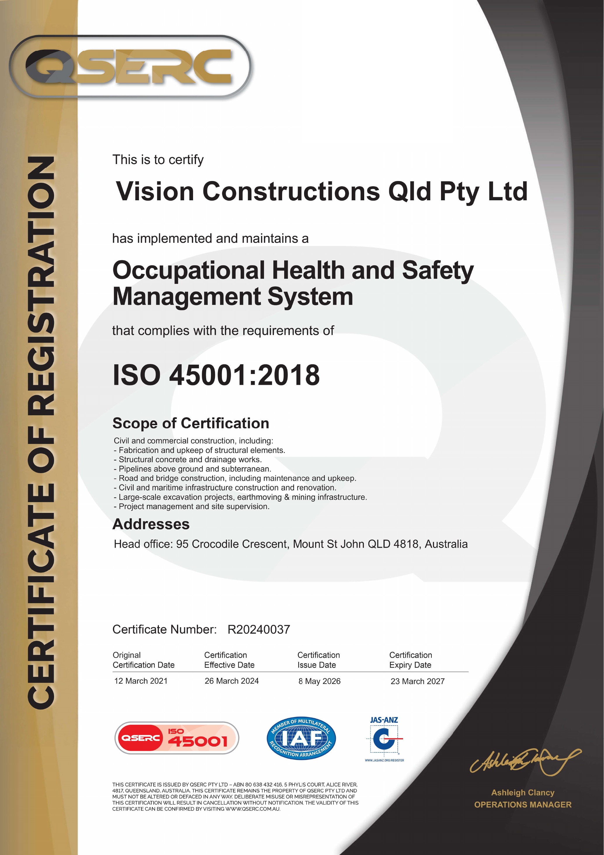 ISO 45001 Certificate preview