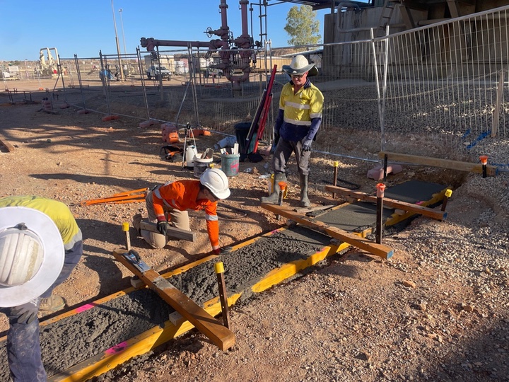 Vision Constructions crew forming concrete equipment foundations on a remote mine site