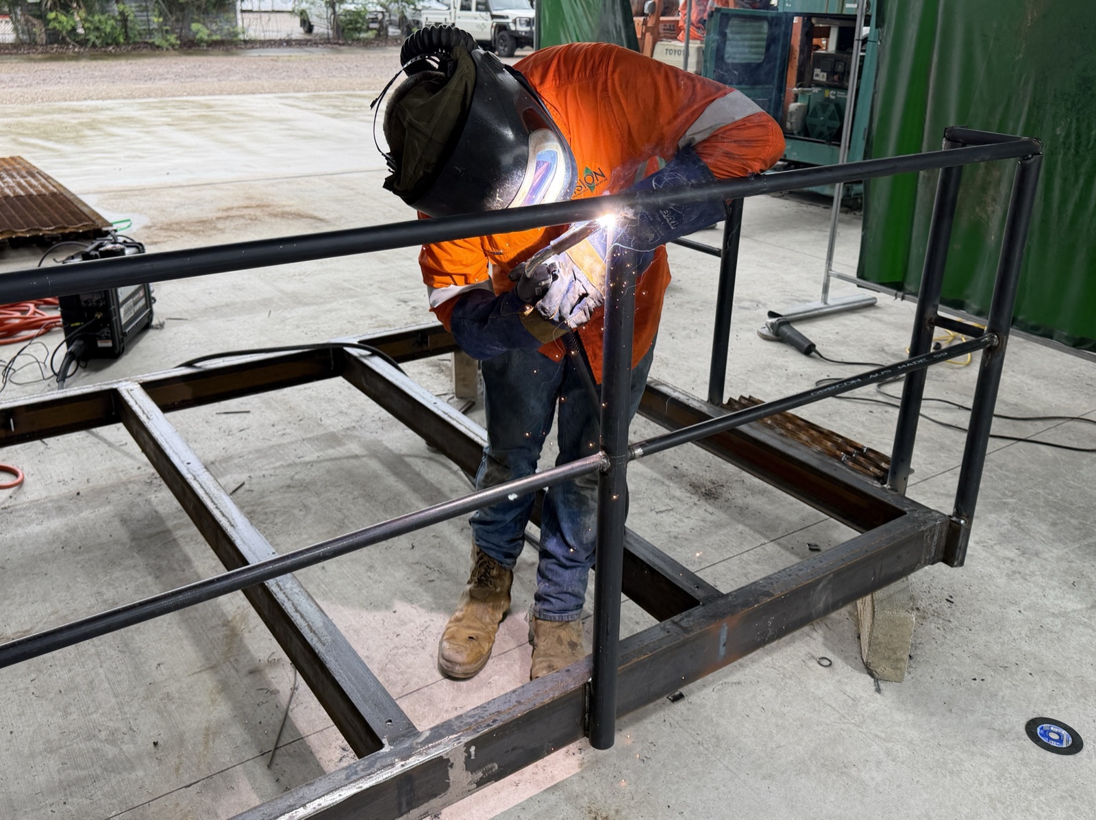 Vision Constructions welder on site